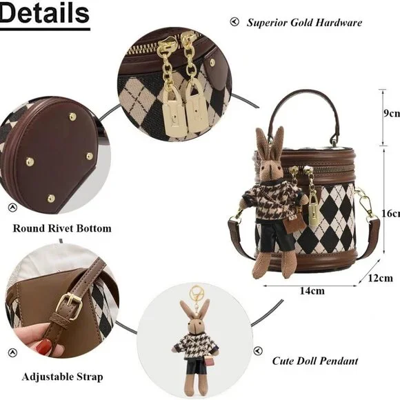 Quilted Lattice Crossbody Shoulder Bags for Women Small Tote Square Satchel Hand